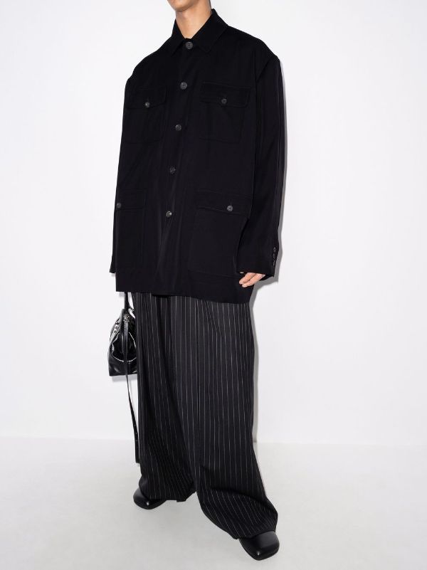 Balenciaga flap-pocket long-sleeve Shirt Jacket | Black | FARFETCH AO