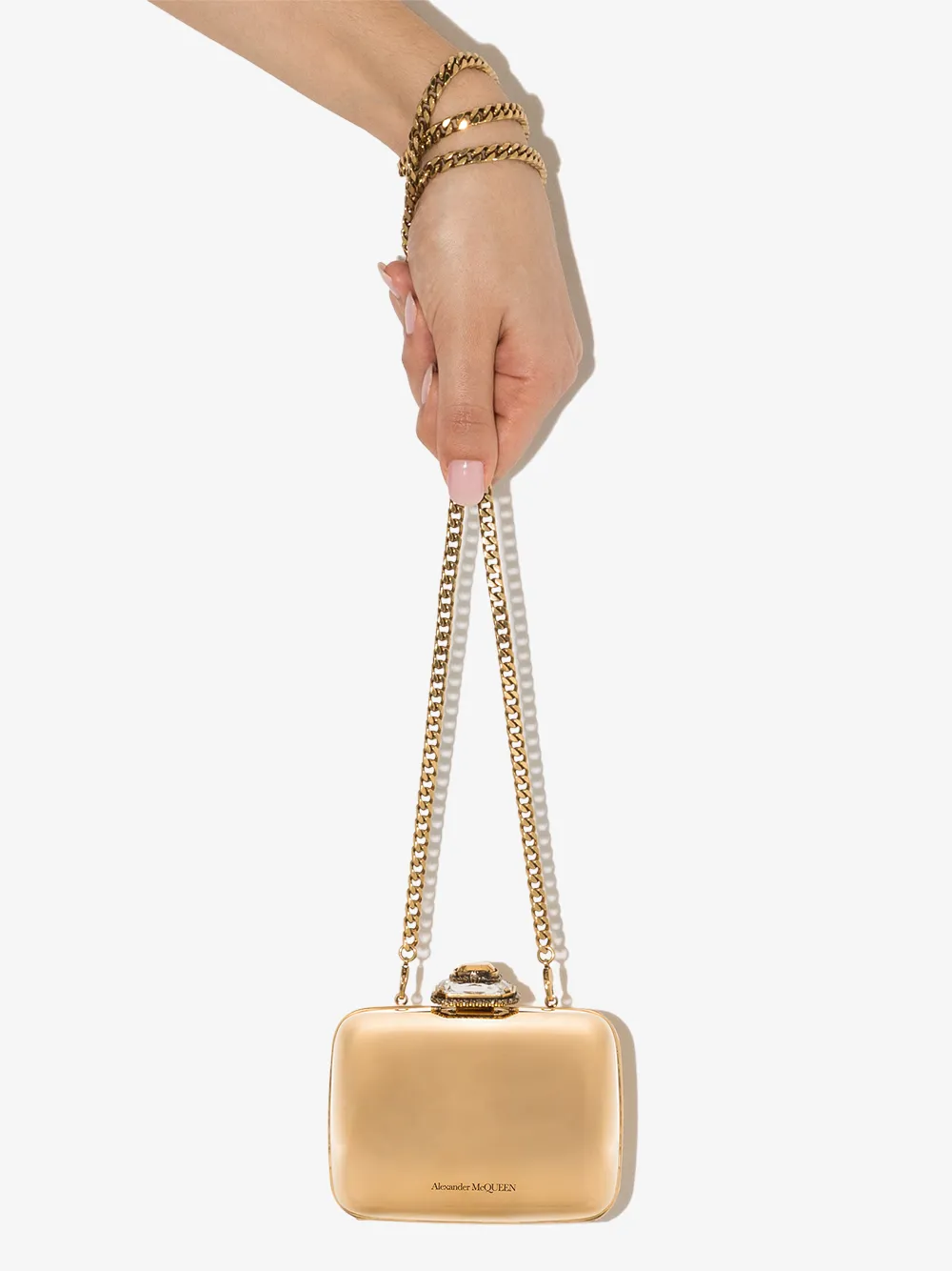 Alexander McQueen Mini Metallic Clutch Bag - Farfetch