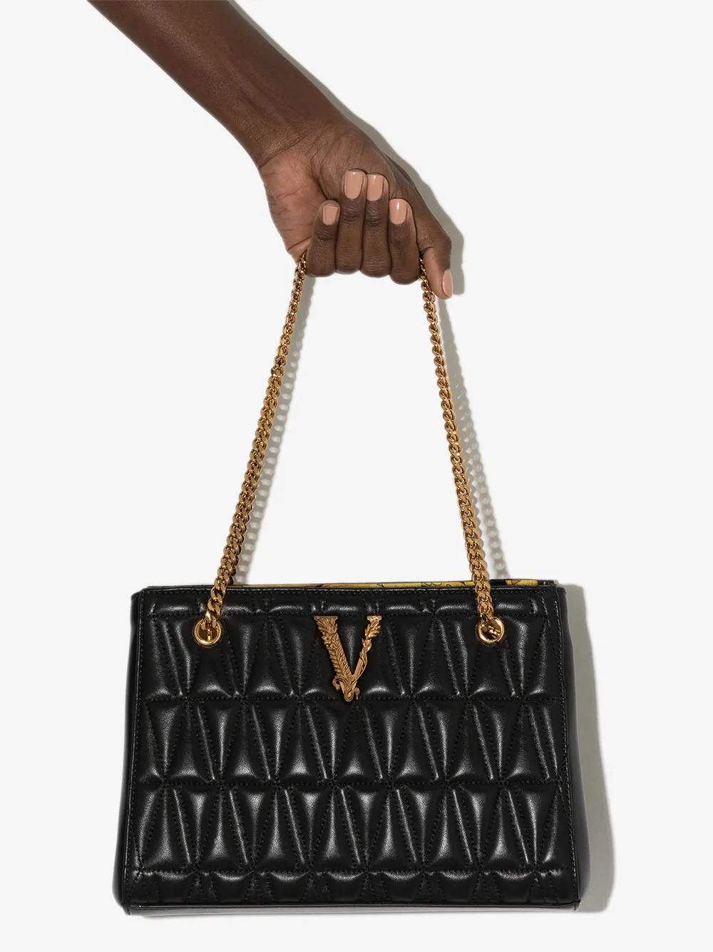 Versace ヴェルサーチェ Virtus キルティング レザーショルダーバッグ