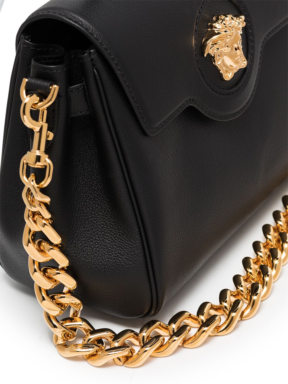 Shop Versace La Medusa Leather Hand Bag In Schwarz