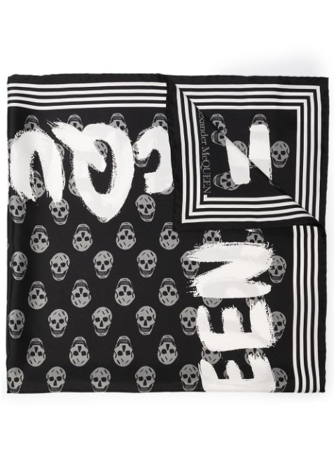 Alexander McQueen Graffiti-logo silk scarf