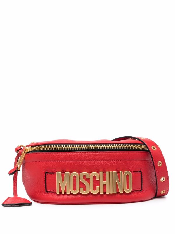 moschino logo plaque belt bag