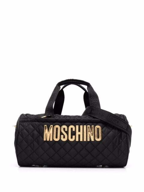 Moschino diamond-quilted logo holdall