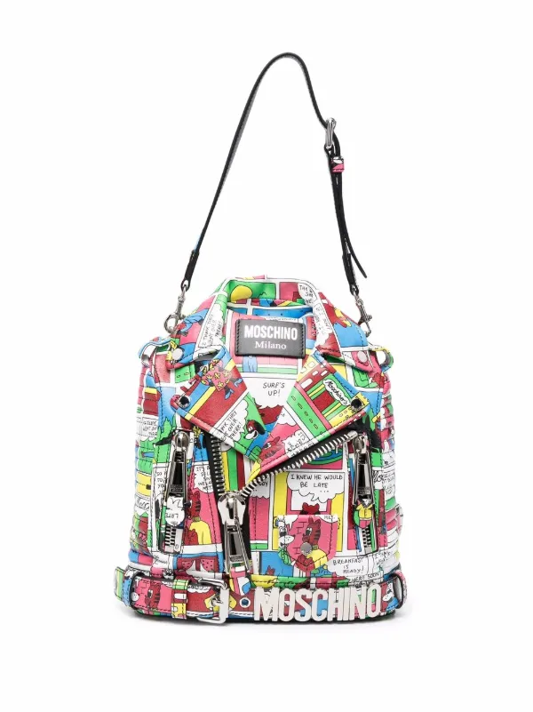 moschino biker jacket backpack