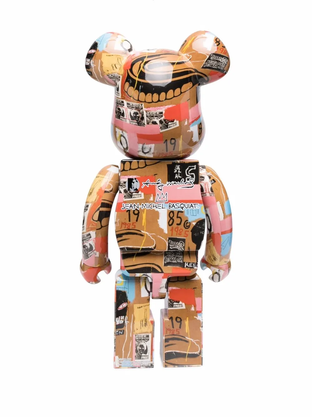Medicom Toy Andy Warhol x Jean Michel Basquiat Bearbrick - Bruin