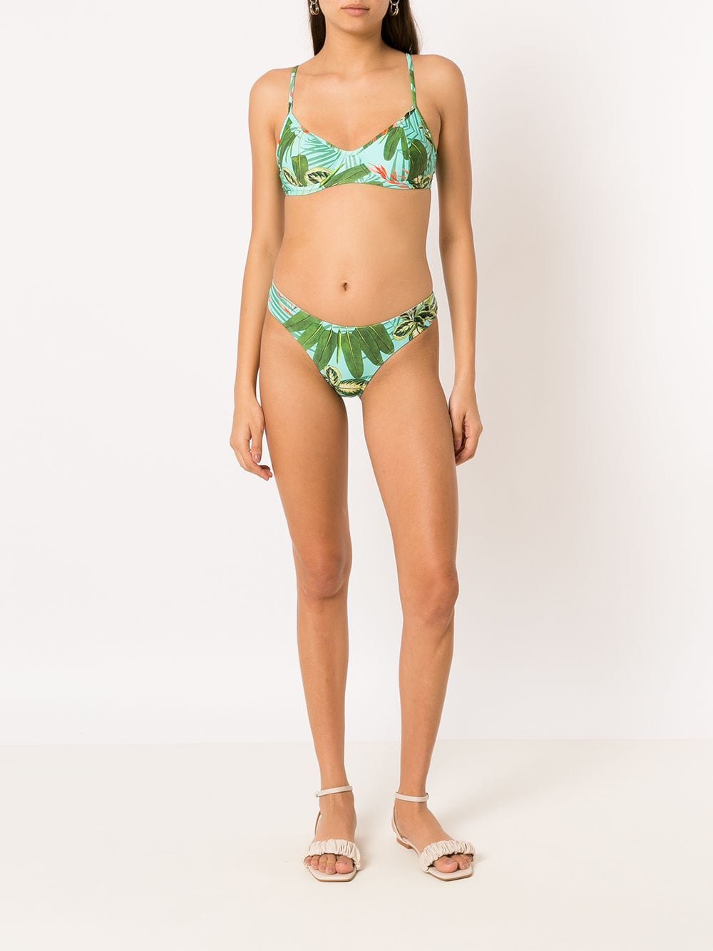 Shop Lygia & Nanny Fiji Tropical Print Bikini Top In Green