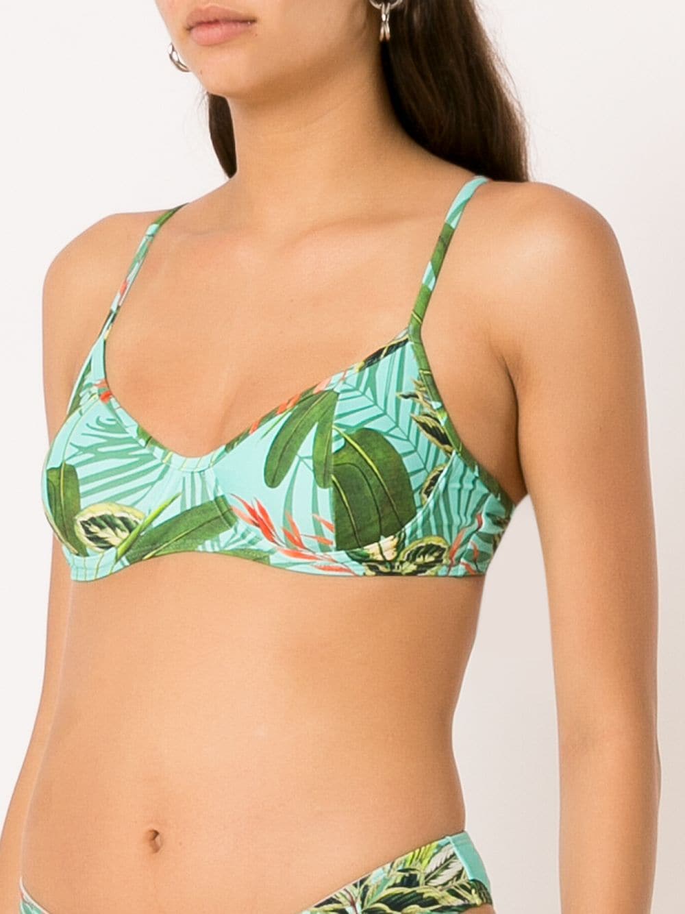 Shop Lygia & Nanny Fiji Tropical Print Bikini Top In Green