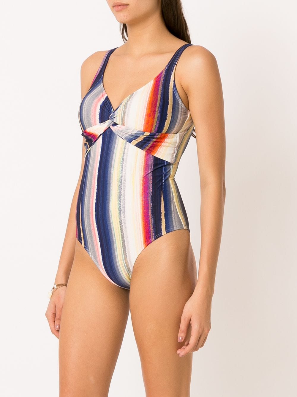 Shop Lygia & Nanny Adriana Striped Swimsuit In Multicolour