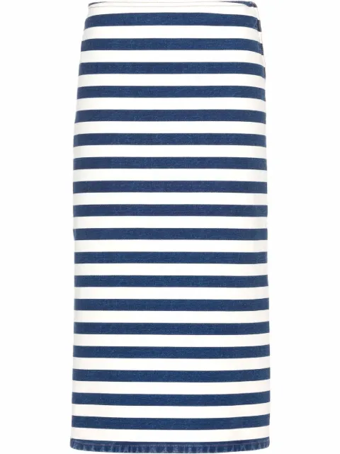 prada striped denim skirt