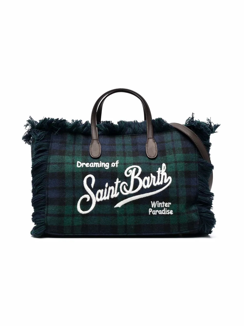 MC2 Saint Barth Kids checked embroidered bag - Blue