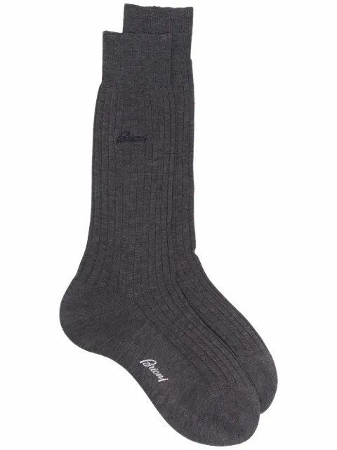 Brioni calcetines con logo bordado