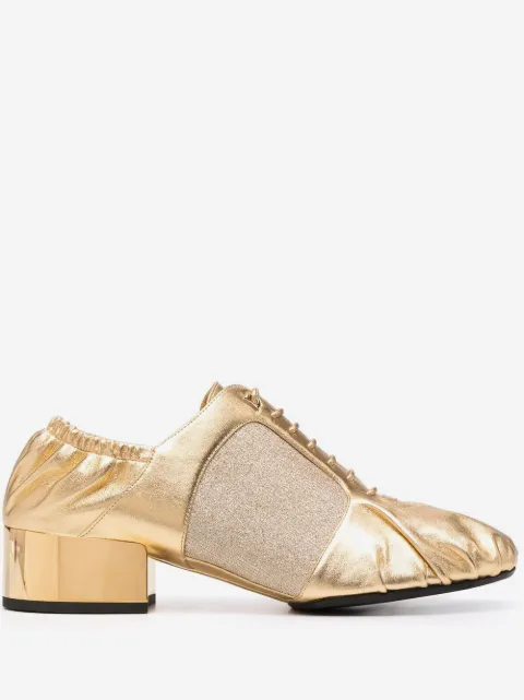 high-shine leather ballerina shoes