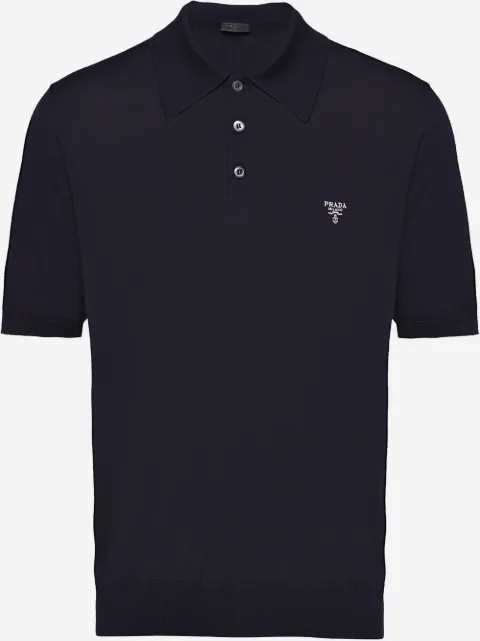 Prada logo-embroidered wool polo shirt