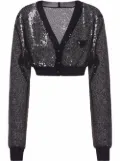 Prada cropped sequin-embroidered cardigan - Black