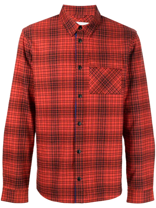 Aztech Mountain Check-print Long-sleeved Shirt in Orange