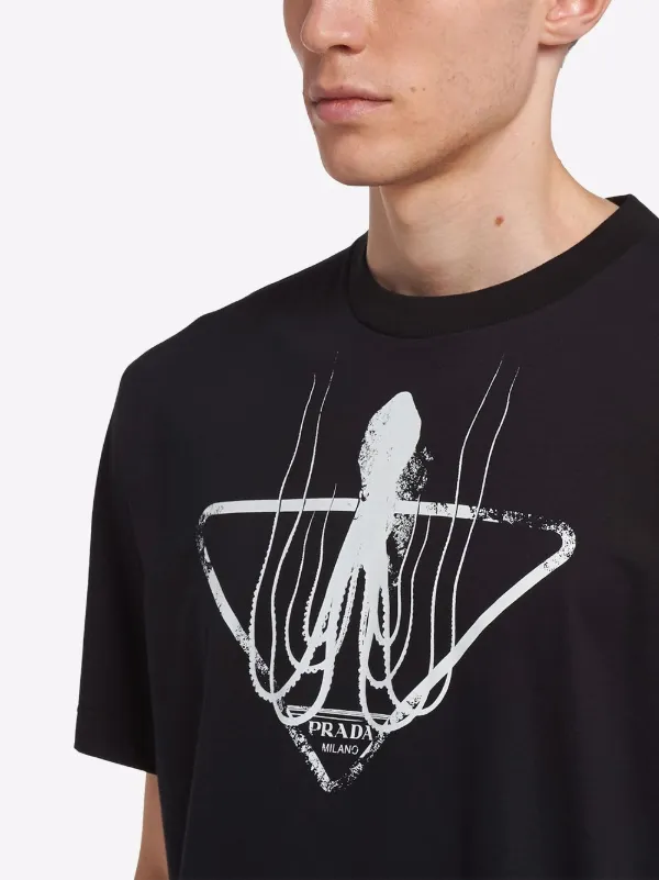 Shop Prada graphic-print T-shirt with 