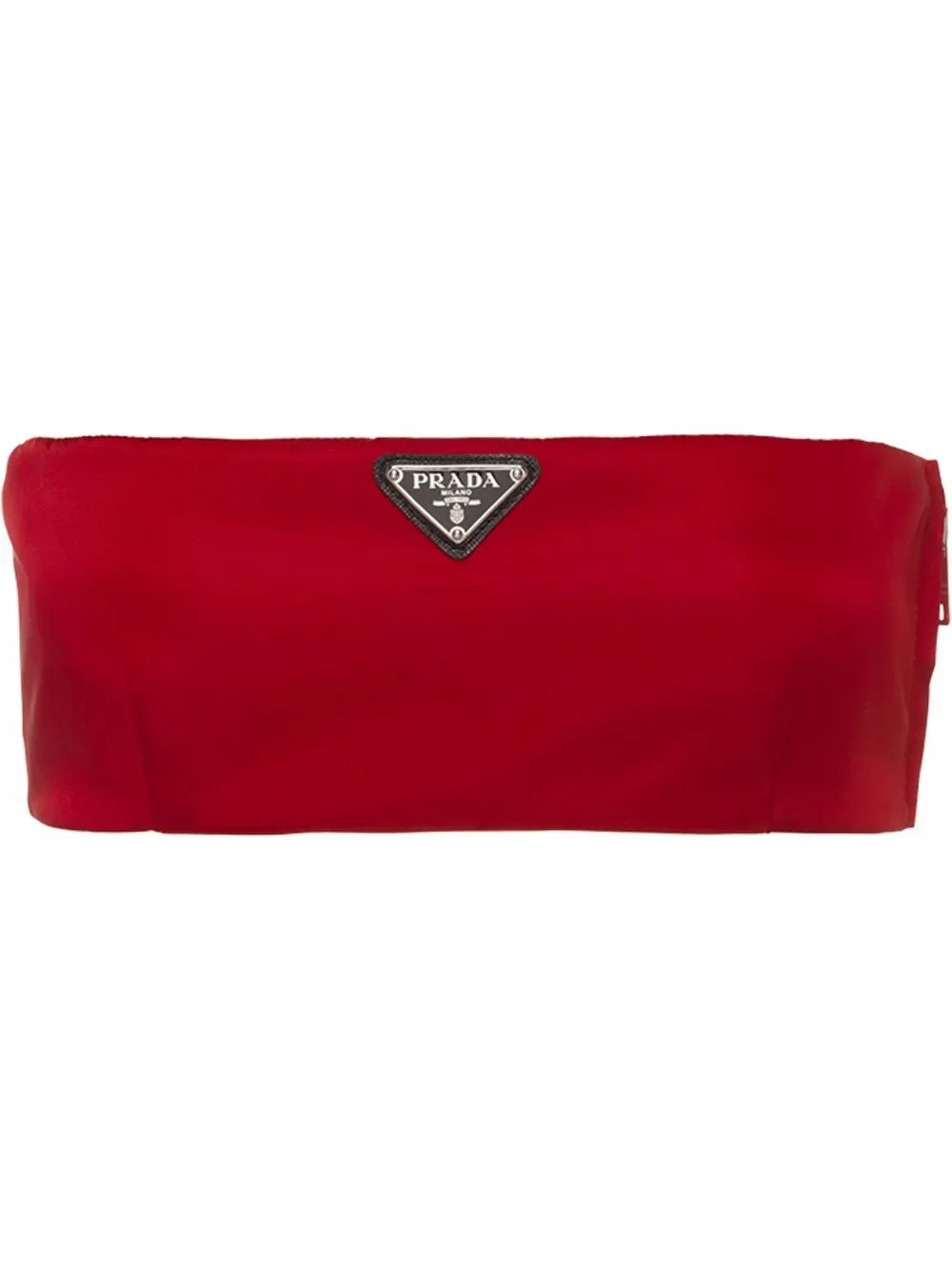 

Prada top estilo bandeau con placa del logo - Rojo