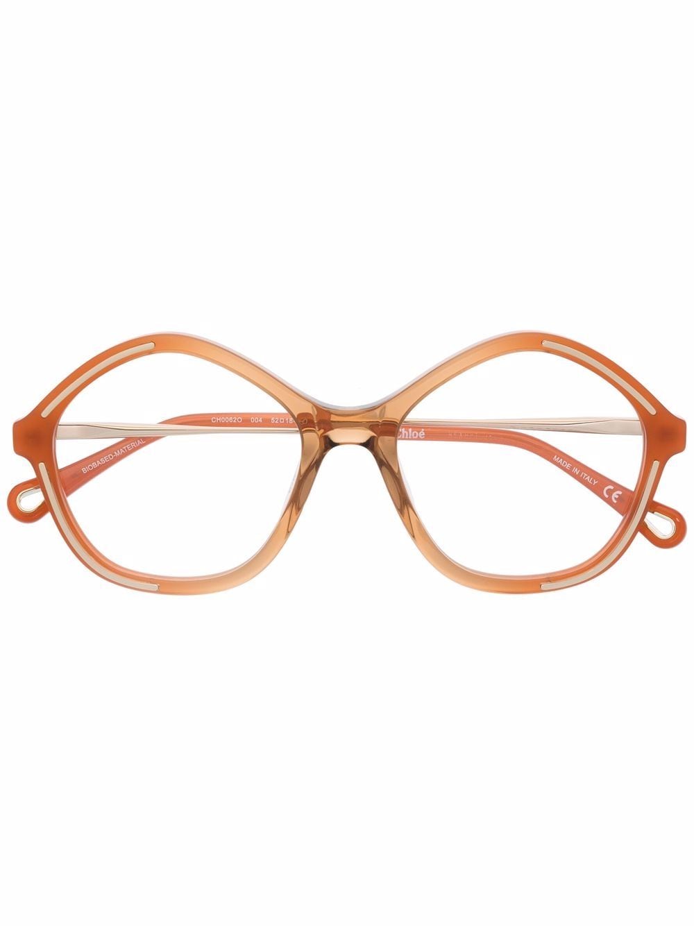 chloé eyewear lunettes de vue bicolores à monture oversize - orange