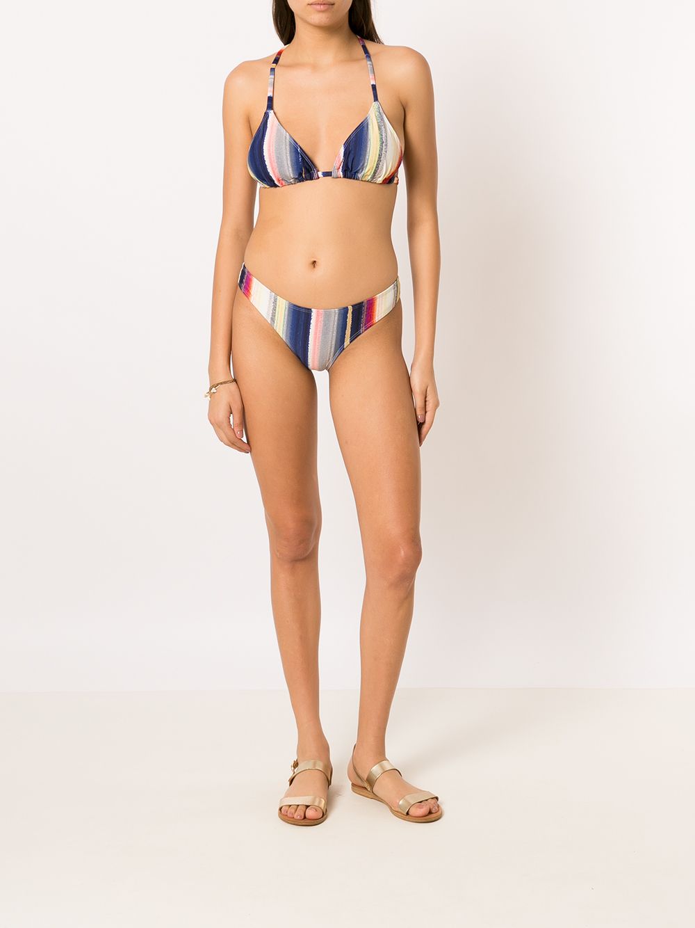 Shop Lygia & Nanny Waikiki Stripe-print Bikini Bottoms In Multicolour