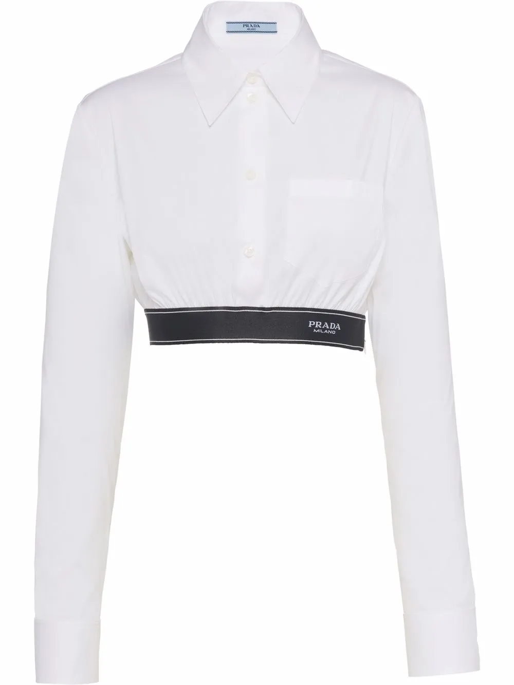 

Prada camisa corta con logo en el ribete - Blanco