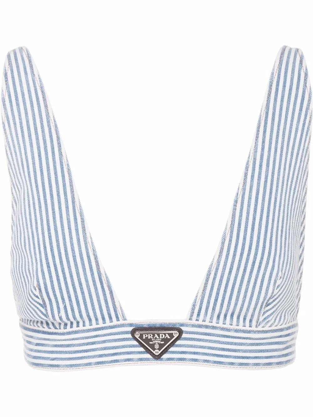 striped denim crop top | Prada | Eraldo.com
