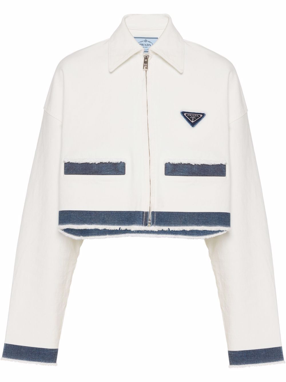 Prada triangle-patch Denim Jacket - Farfetch