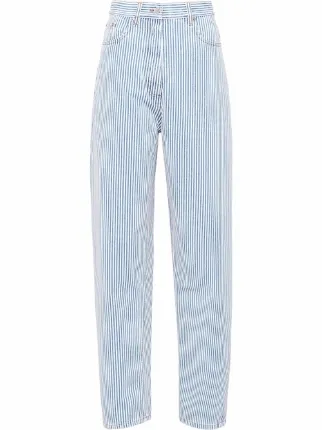 Shop Prada striped straight-leg jeans 