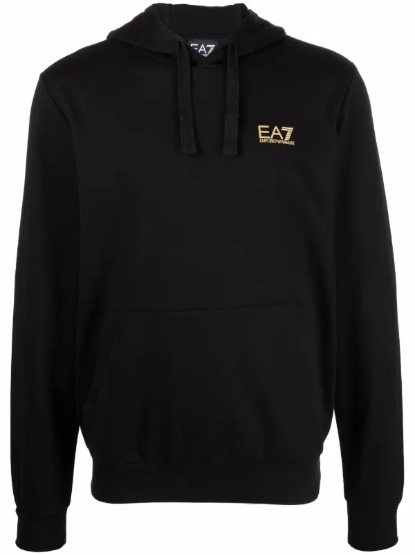 Ea7 Emporio Armani chest logo Hoodie Black FARFETCH AO