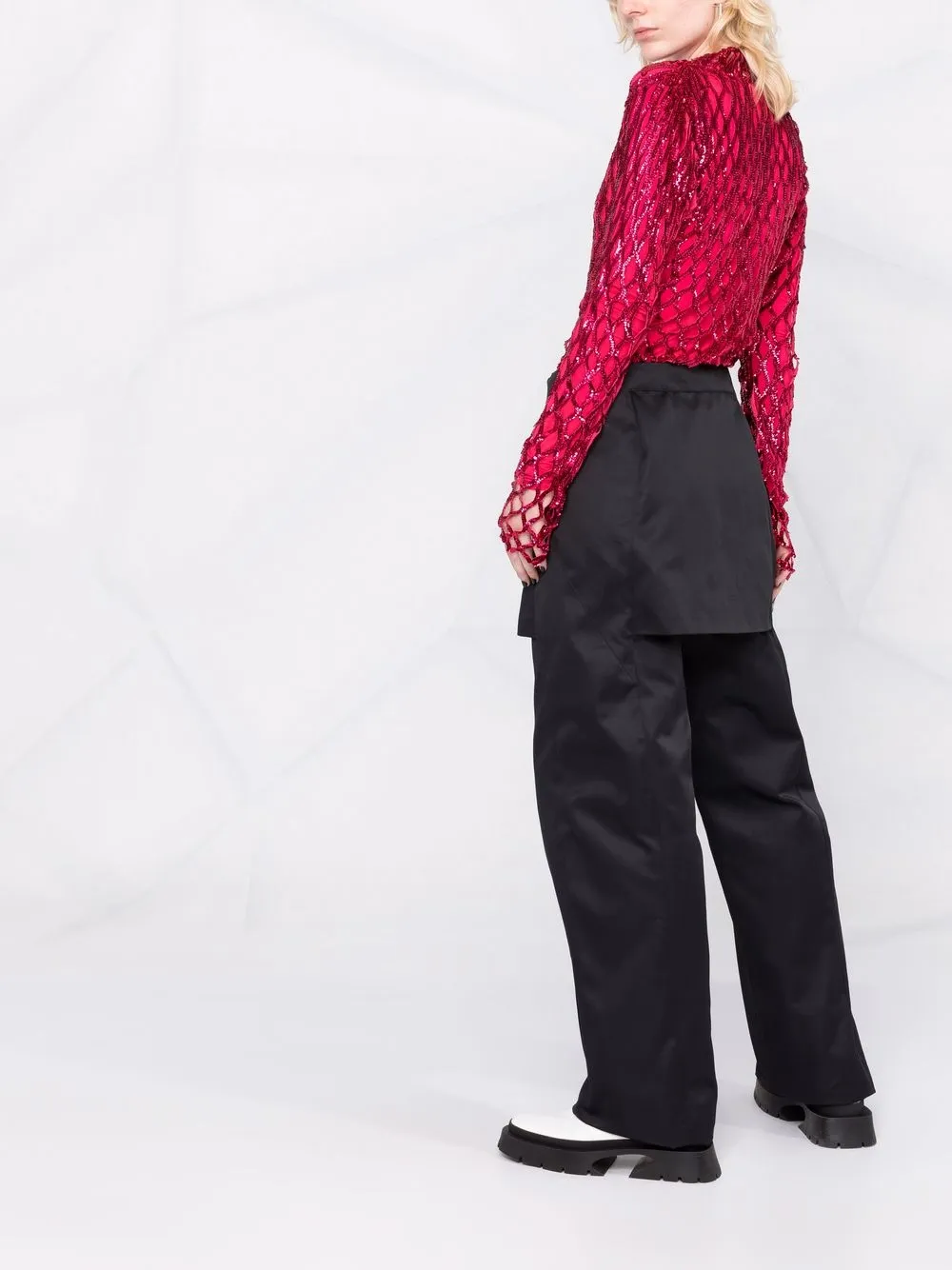 darted skirt-panel trousers