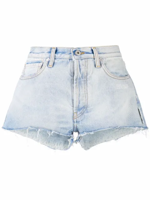 Off-White frayed-edge denim shorts