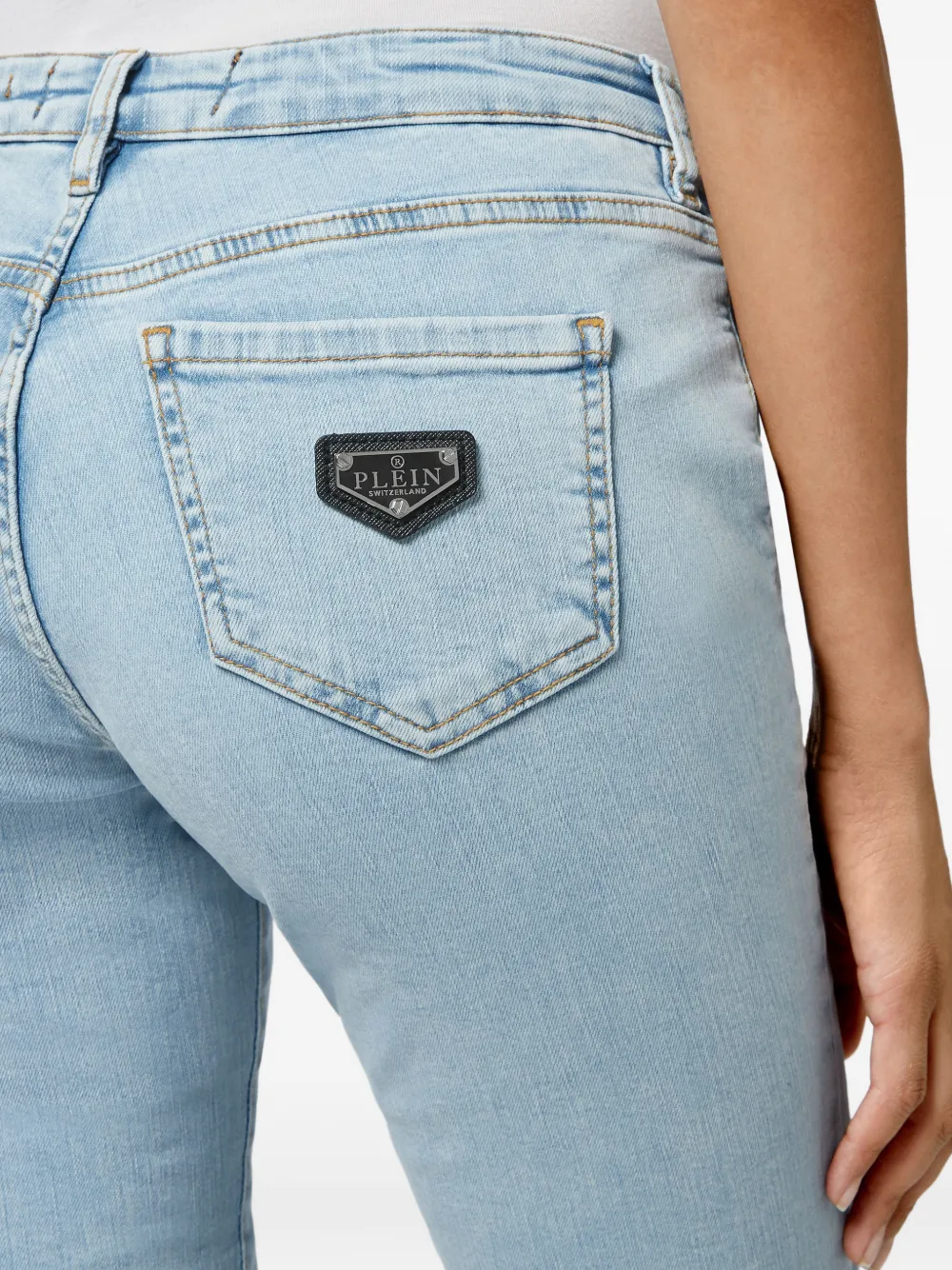 Philipp Plein logo-plaque jeans Blauw