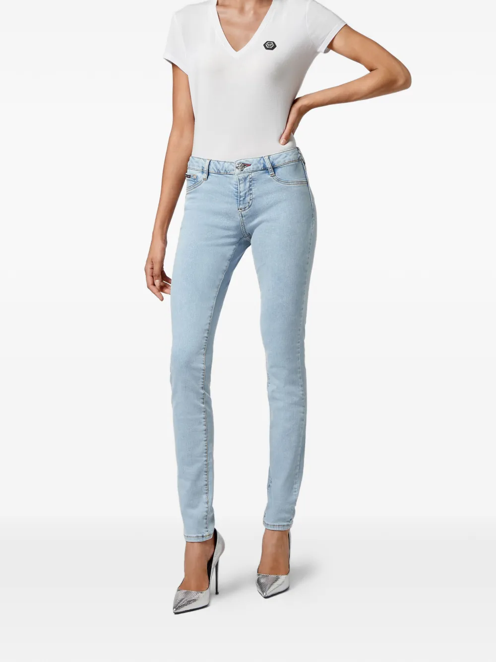  Philipp Plein Logo Plaque Jeans   Blau 