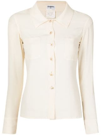 CHANEL Pre-Owned CC Buttons Silk Shirt - Farfetch