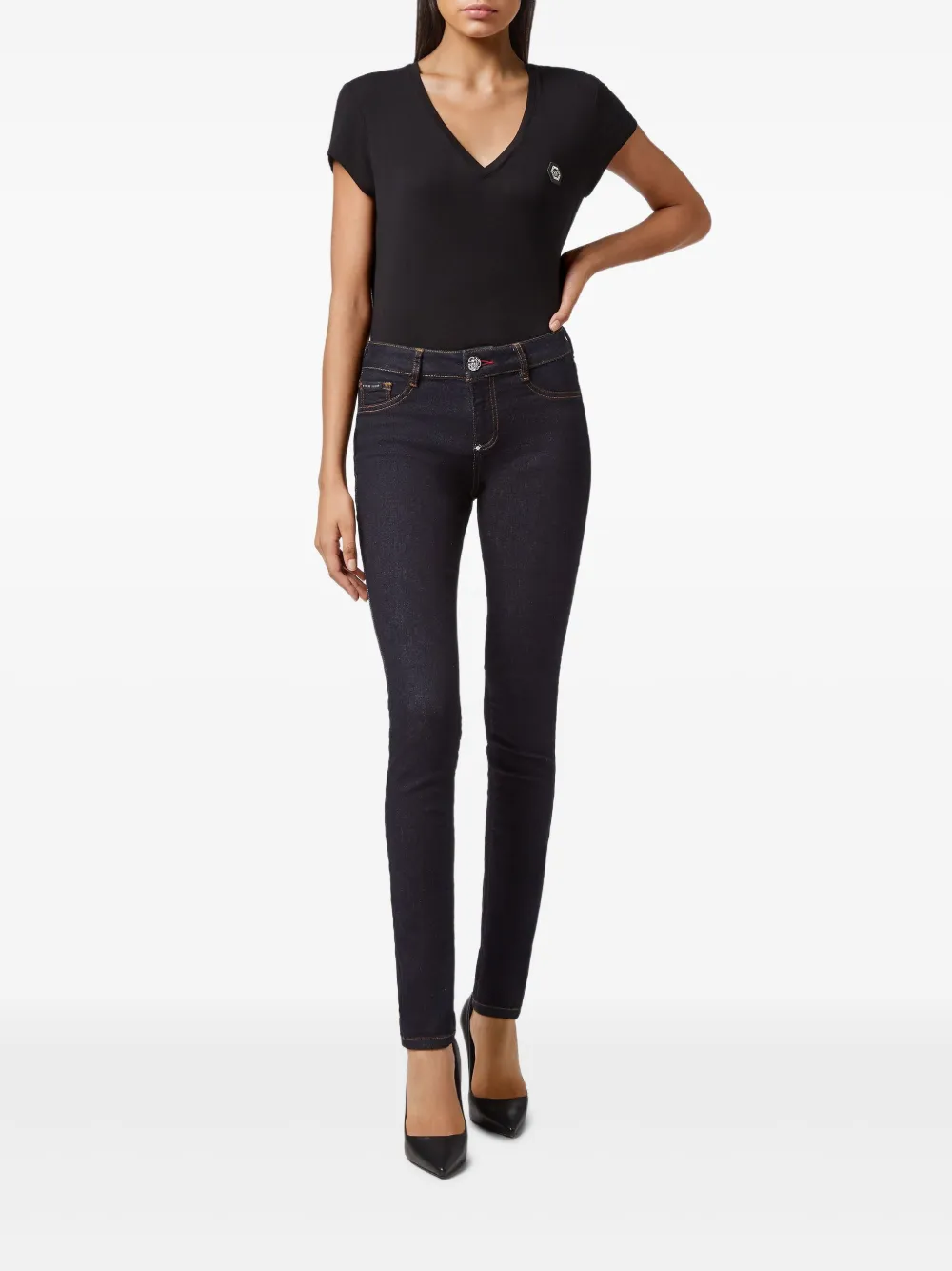 Philipp Plein Jeans Mit Logo Schild   Blau 