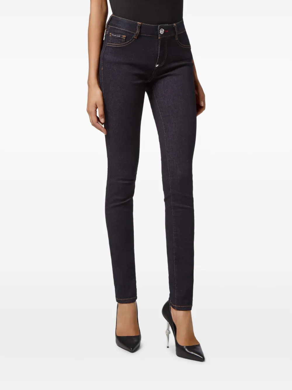  Philipp Plein Jeans Mit Logo Schild   Blau 