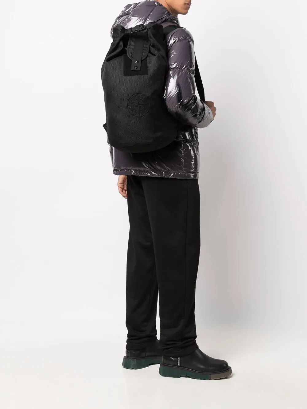 compass white leather backpack