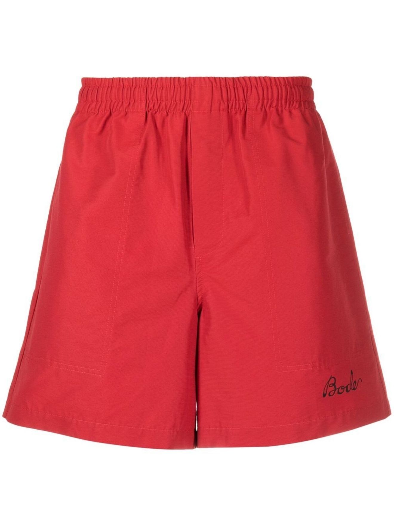 BODE graphic-print flared shorts red | MODES