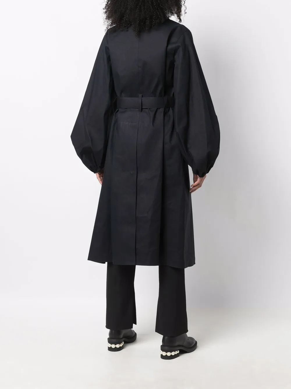 Shop Cecilie Bahnsen Helen Belted Puff-sleeve Trench Coat In Black