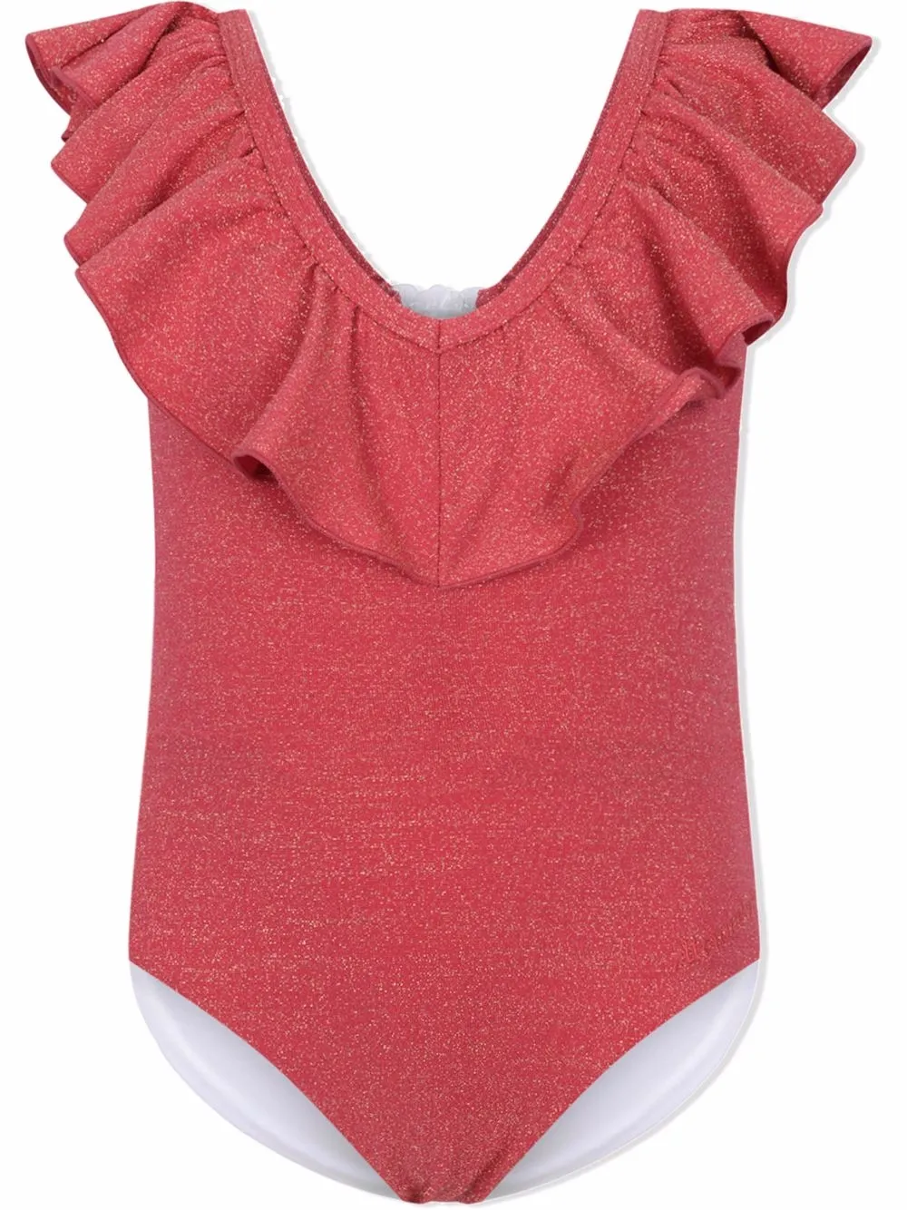 

Monnalisa traje de baño con volantes y cuello en V - Rojo