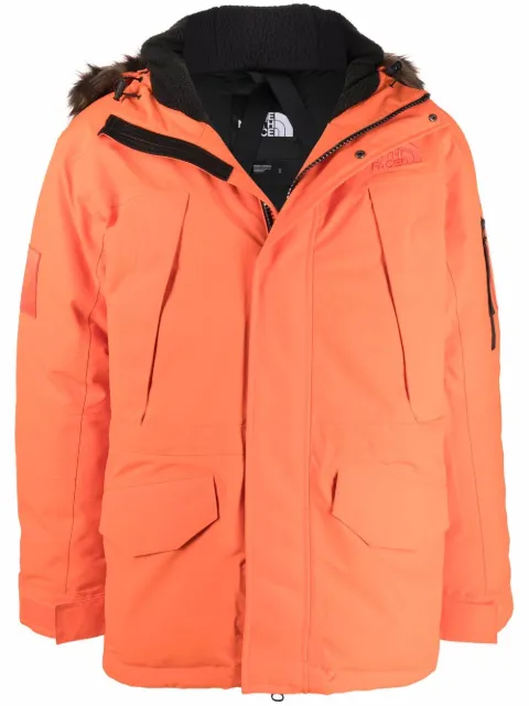 The North Face abrigo capitonado con ribete de pelo artificial