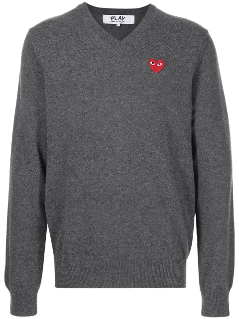 Comme Des Garçons Play V-neck knitted heart jumper