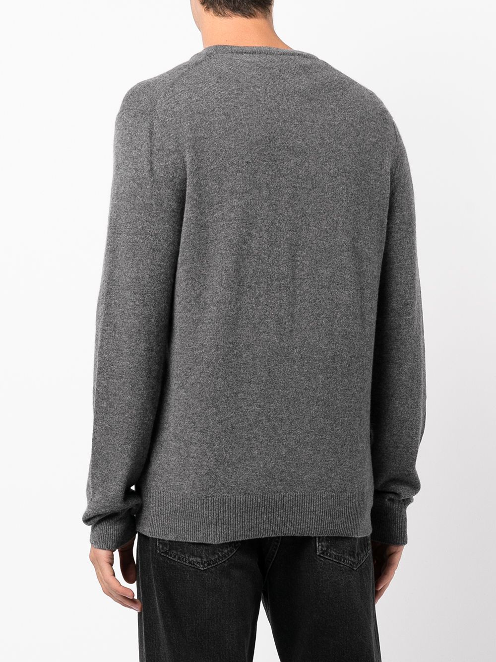 Shop Comme Des Garçons Play V-neck Knitted Heart Jumper In Grey