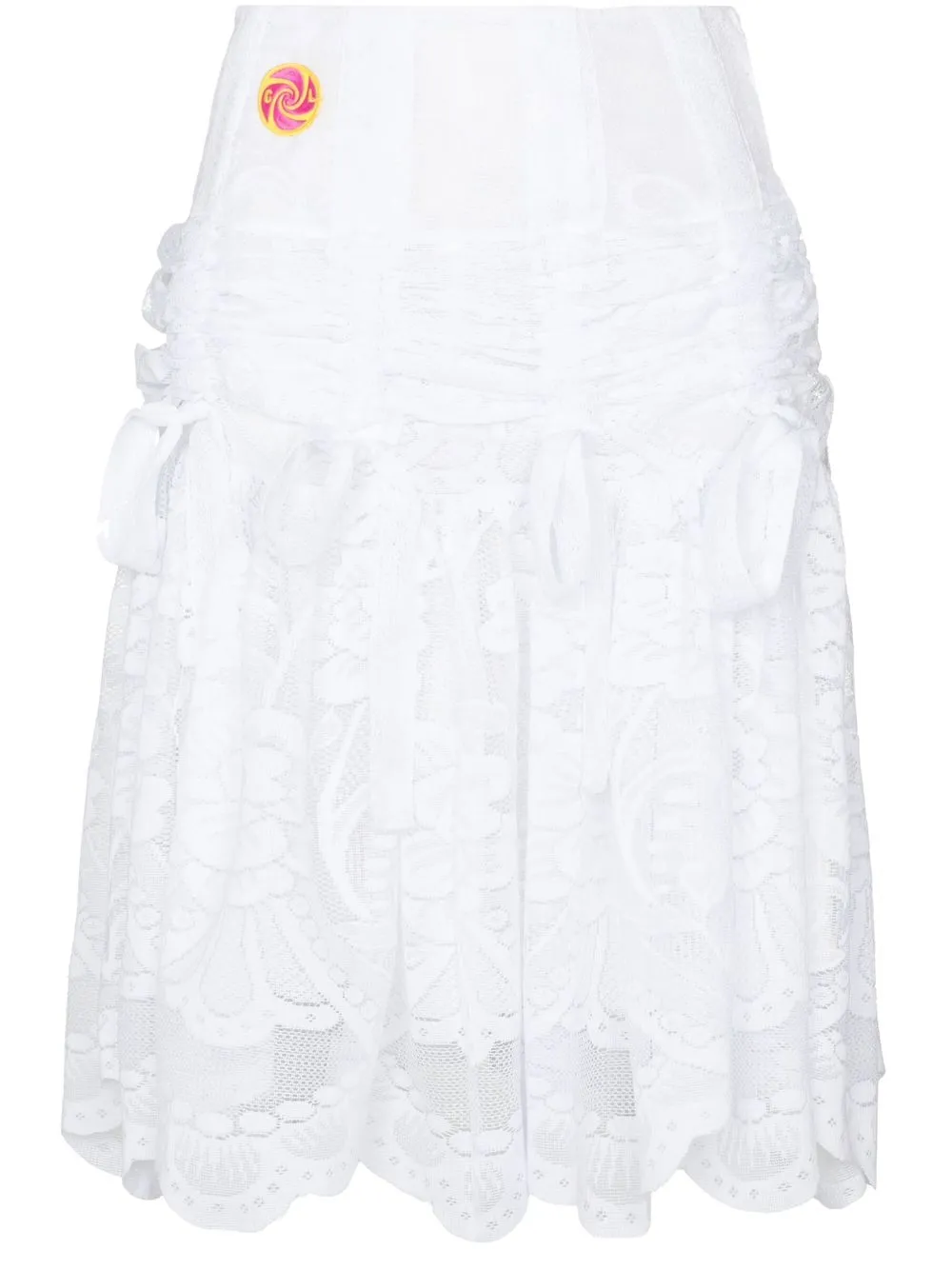 

Chopova Lowena falda midi fruncida - Blanco