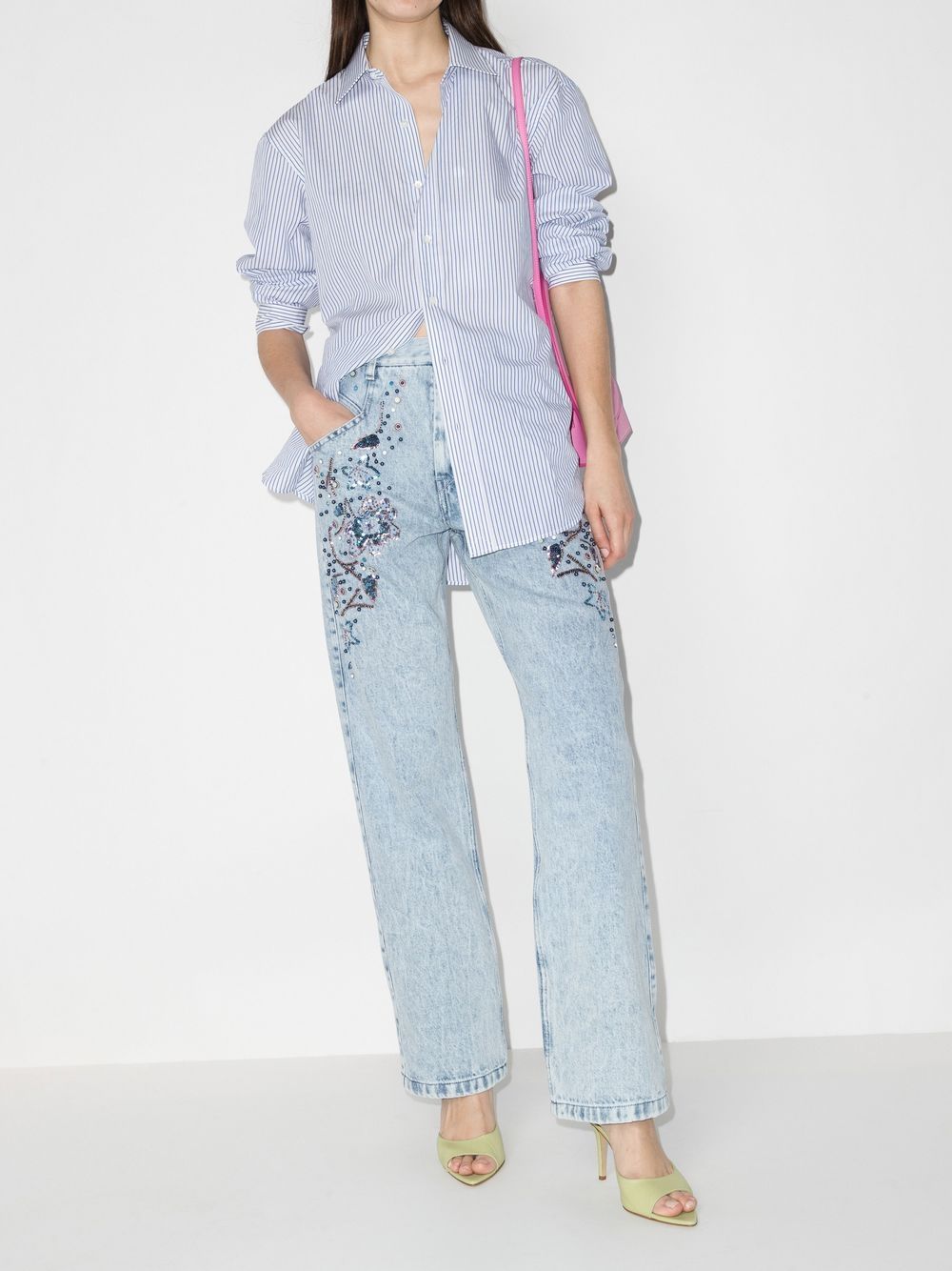 ISABEL MARANT floral-embroidered straight-leg jeans Women