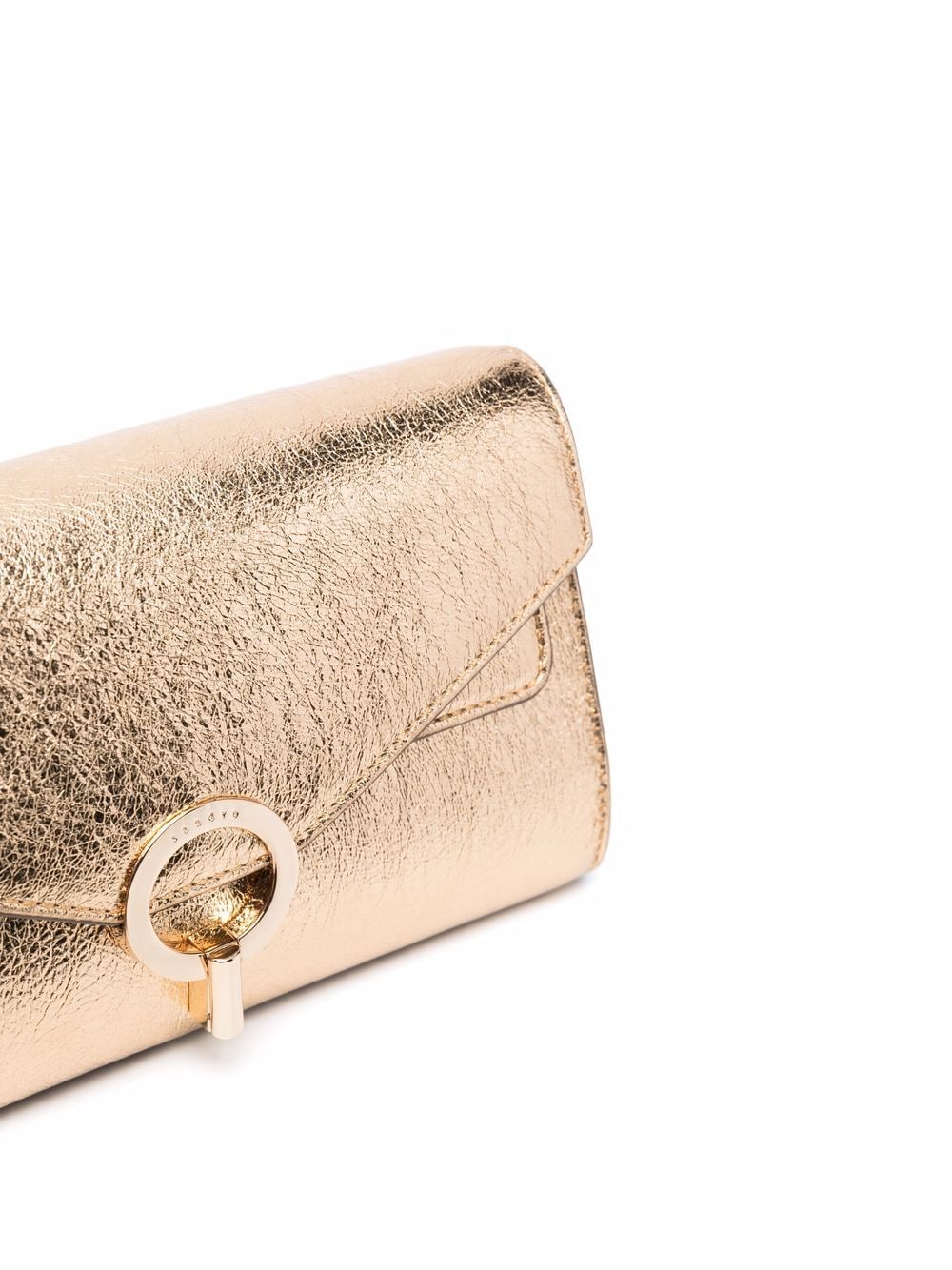 Shop Sandro Metallic-finish Clutch Bag In Gold