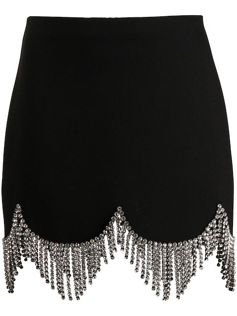 AREA crystal-embellished scallop-edge skirt