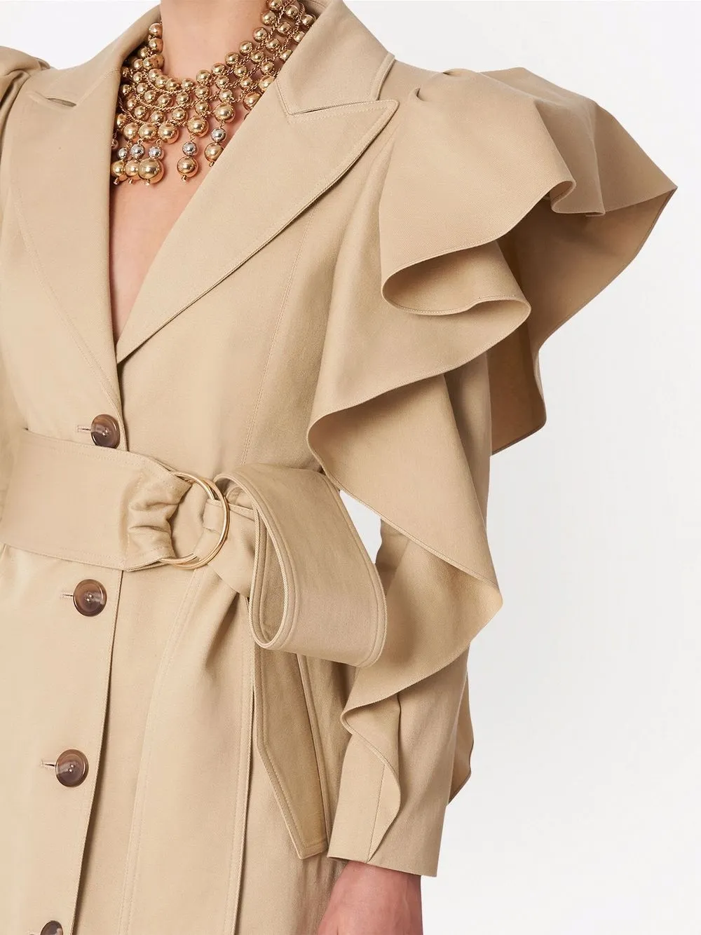 Carolina Herrera ruffle-sleeve Trench Coat - Farfetch