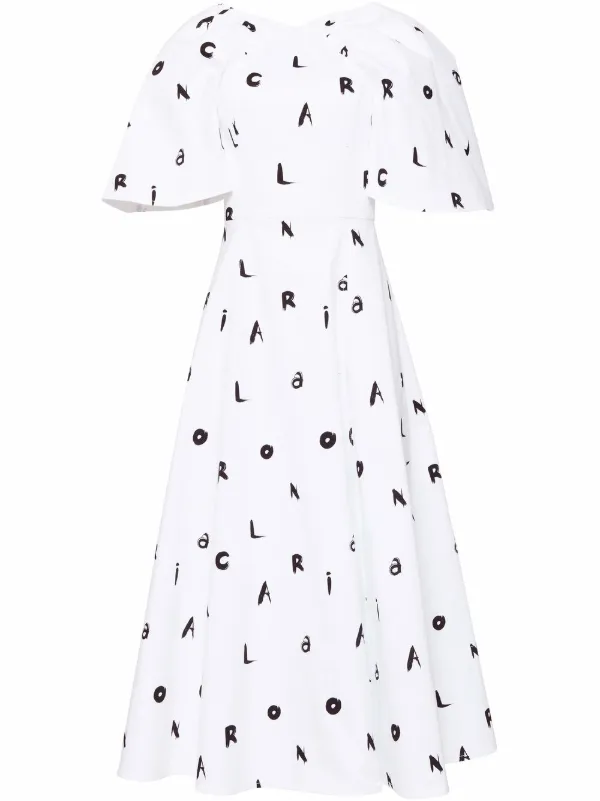 Carolina Herrera Vestido Con Mangas Anchas y Logo Estampado - Farfetch