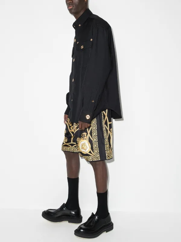 Versace Gabardine Wool Shirt Jacket | Black | FARFETCH Versace Gabardine Wool Shirt Jacket | Black | FARFETCH