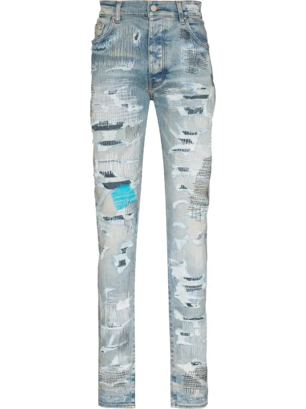 Amiri ダメージ スキニージーンズ Farfetch